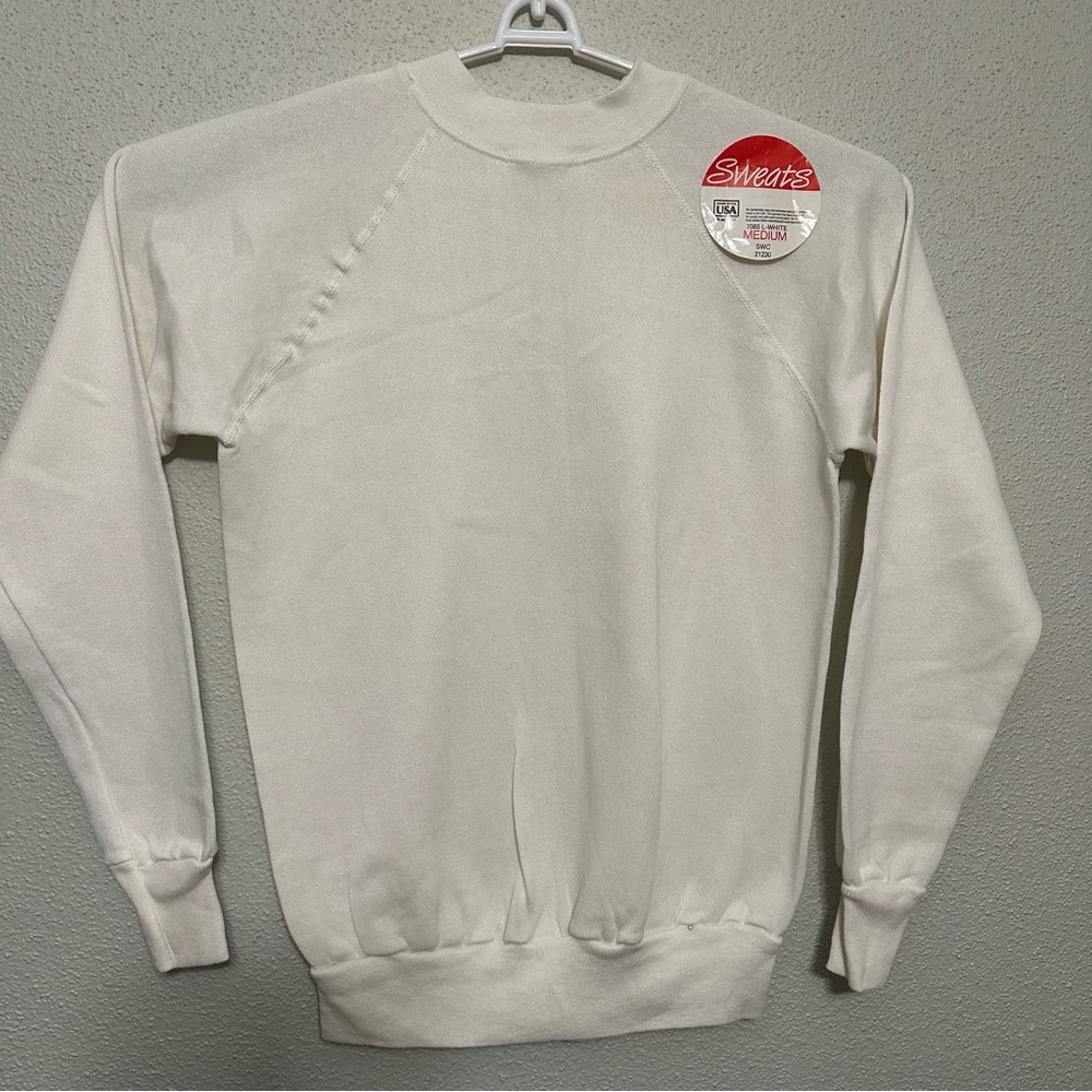 NWT Elegant Cream Vtg Crewneck Sweater Made in USA 80s - Medium
